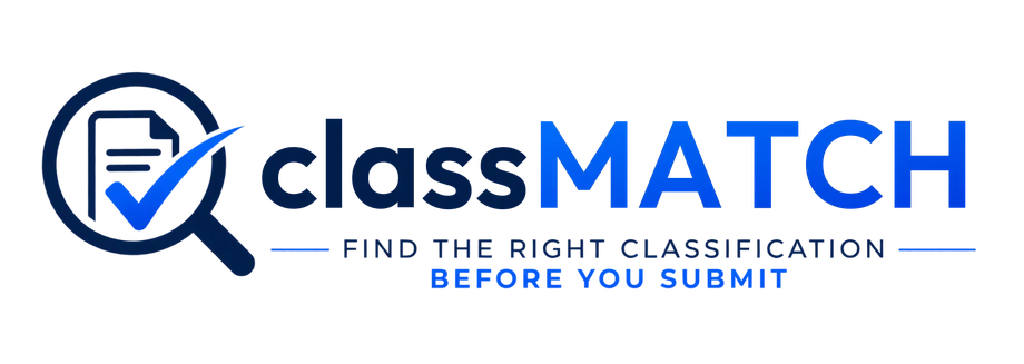 classMATCH — find the right classification before you submit
